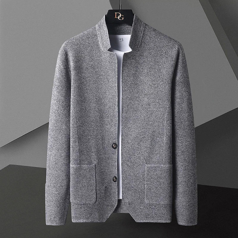 Men’s Autumn Winter Knitted Stand Collar Cardigan