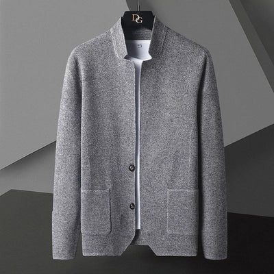 Men’s Autumn Winter Knitted Stand Collar Cardigan