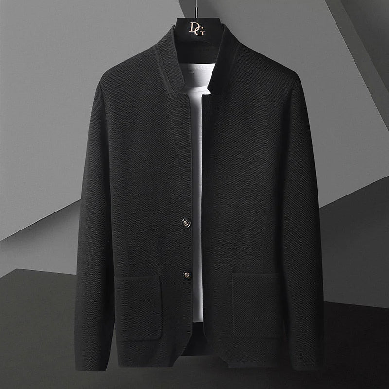 Men’s Autumn Winter Knitted Stand Collar Cardigan
