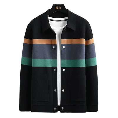 Men’s Autumn Winter Knitted Stripe Cardigan