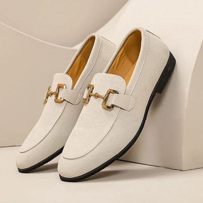 Britain Fashion Retro Men Pointed Black Slip On Flats Suede Leather Shoes Casual Loafers Formal Dress Footwear Zapatos Hombre