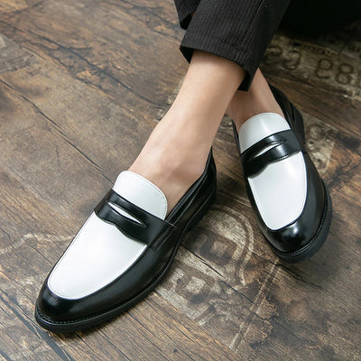 New Designer Men Pointed Two-tone Patchwork Slip On Gentleman Wedding Homecoming Dress Shoes Flats Casual Loafer  Zapatos Hombre