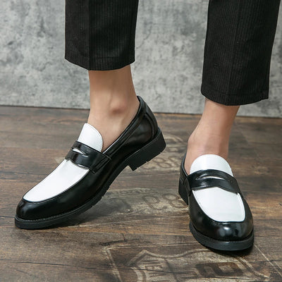 New Designer Men Pointed Two-tone Patchwork Slip On Gentleman Wedding Homecoming Dress Shoes Flats Casual Loafer  Zapatos Hombre