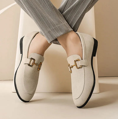 Britain Fashion Retro Men Pointed Black Slip On Flats Suede Leather Shoes Casual Loafers Formal Dress Footwear Zapatos Hombre