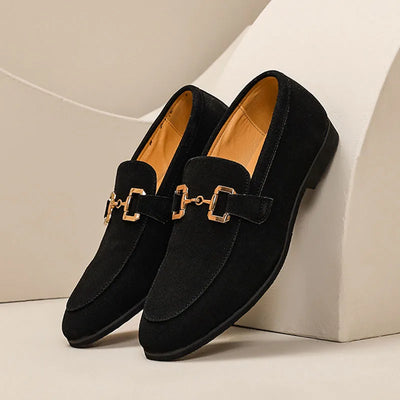Britain Fashion Retro Men Pointed Black Slip On Flats Suede Leather Shoes Casual Loafers Formal Dress Footwear Zapatos Hombre