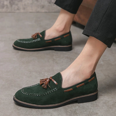 Trend Designer Britain Retro Pointed Tassels Suede Wedding Leather Oxford Shoes Men Casual Loafers  Formal Dress Zapatos Hombre