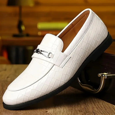 Luxury Brand Designer New Men White Grey Blue Metal Button Flats Shoes Moccasins Wedding Prom Homecoming Loafers Zapatos Hombre