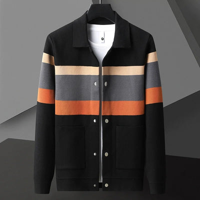 Men’s Autumn Winter Knitted Stripe Cardigan