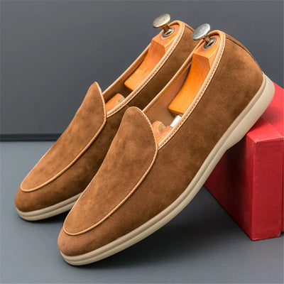 High Quality New Men Pointed Suede Flats Genuine Leather Shoes Casual Loafers Formal Dress Footwear Sapatos Tenis Masculino